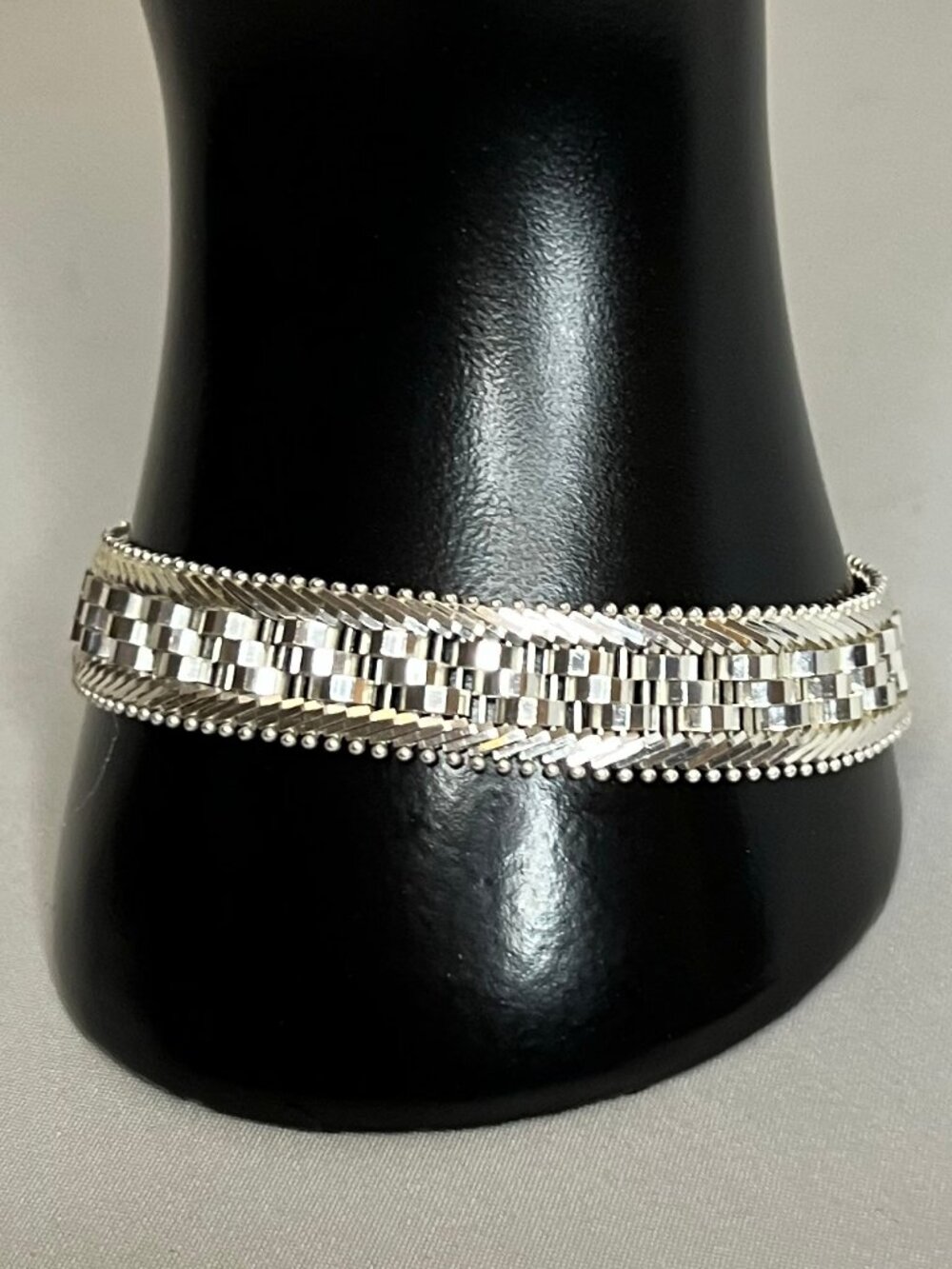 Vintage Italian .925 sterling silver woven mesh link bracelet